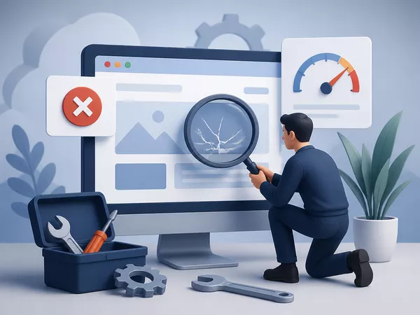 Frustrated person looking at a spinning loading icon on a laptop screen